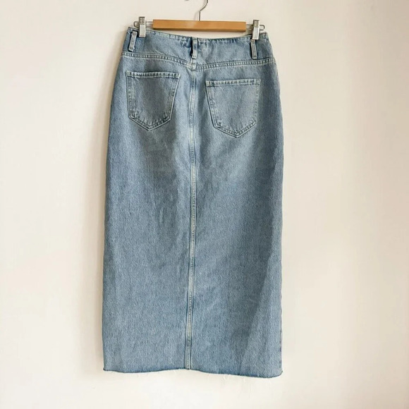 Zara Medium Wash Maxi Denim JEan Skirt Button fly M - Picture 5 of 7